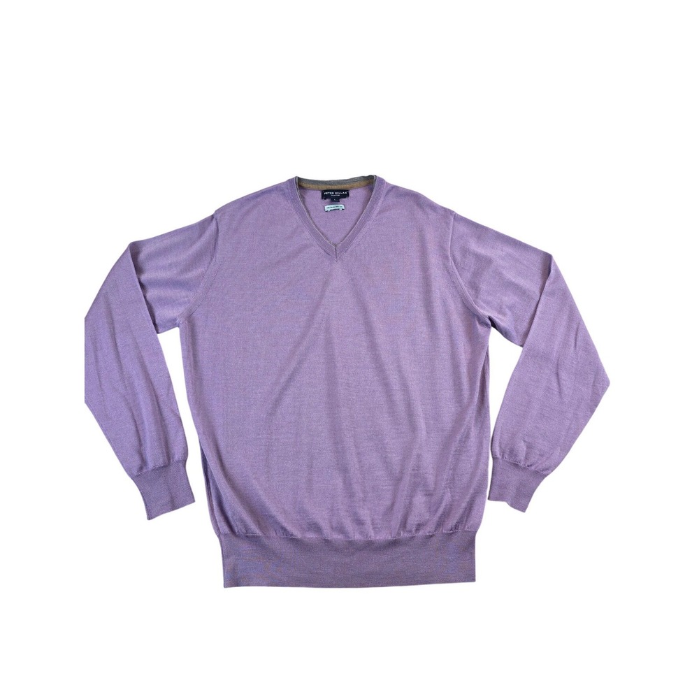 Peter Millar Collection Mens Purple Merino Wool & Silk V-Neck Sweater Italy Lg